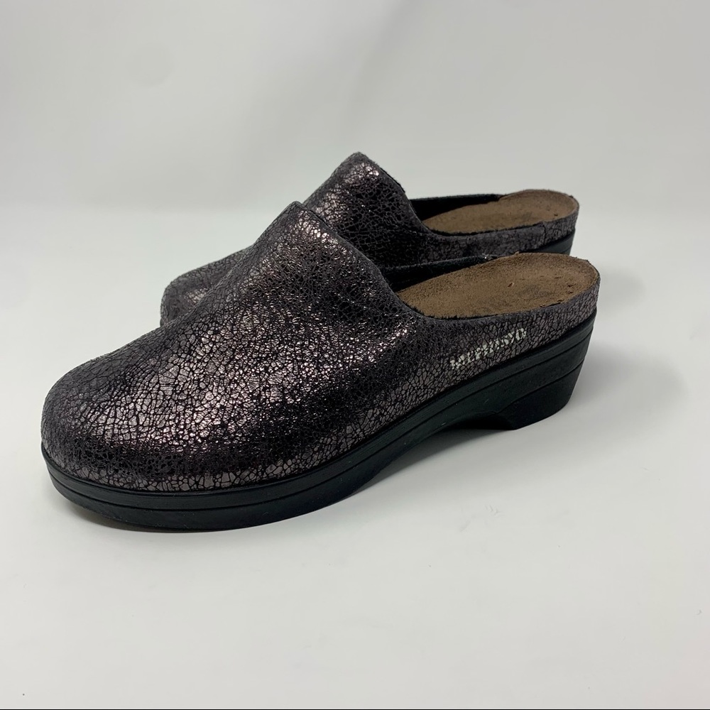 Mephisto Satty Metallic Leather Clog Mules Shoes Size 8 Women
